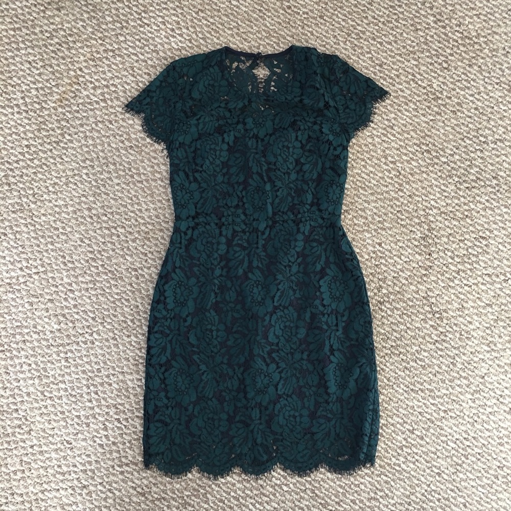 Banana Republic factory green / navy lace dress